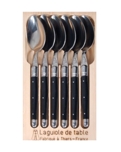 Laguiole 6 Table Spoons BLACK LF 15/10 Open Box NEW