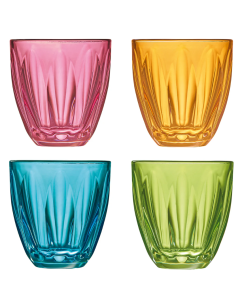 La Rochere Lily Tumbler Set of 4 Colour Glass 9cm 250ml NEW